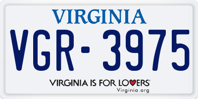 VA license plate VGR3975