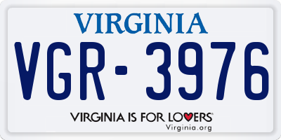 VA license plate VGR3976