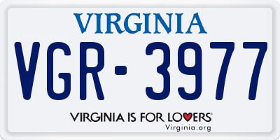 VA license plate VGR3977