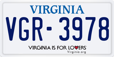 VA license plate VGR3978