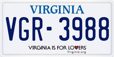 VA license plate VGR3988