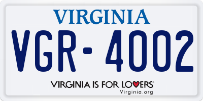 VA license plate VGR4002