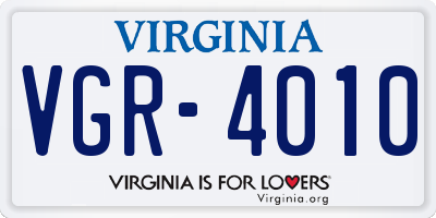 VA license plate VGR4010