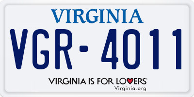 VA license plate VGR4011