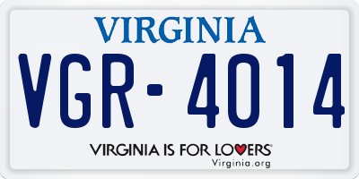 VA license plate VGR4014
