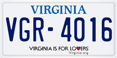 VA license plate VGR4016