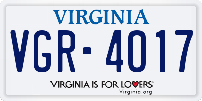 VA license plate VGR4017