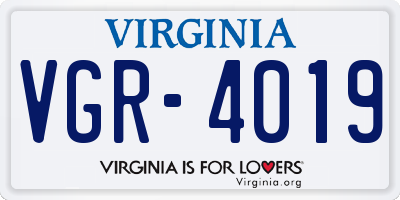 VA license plate VGR4019