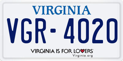 VA license plate VGR4020