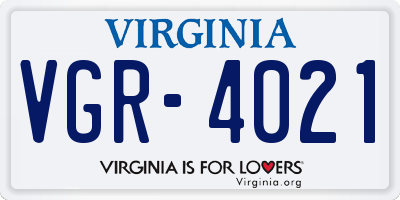 VA license plate VGR4021