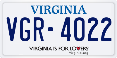 VA license plate VGR4022