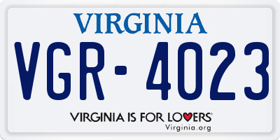 VA license plate VGR4023