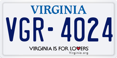 VA license plate VGR4024