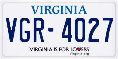 VA license plate VGR4027