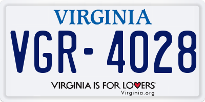 VA license plate VGR4028