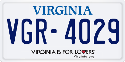 VA license plate VGR4029