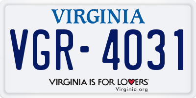 VA license plate VGR4031