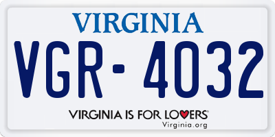 VA license plate VGR4032
