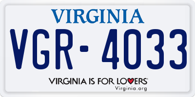 VA license plate VGR4033