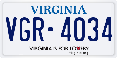 VA license plate VGR4034