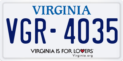 VA license plate VGR4035