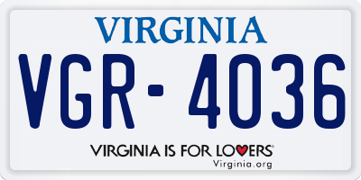 VA license plate VGR4036