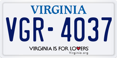 VA license plate VGR4037