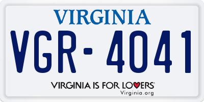 VA license plate VGR4041