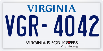 VA license plate VGR4042