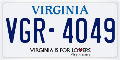 VA license plate VGR4049