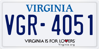 VA license plate VGR4051