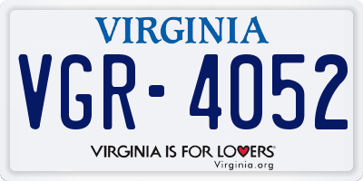 VA license plate VGR4052