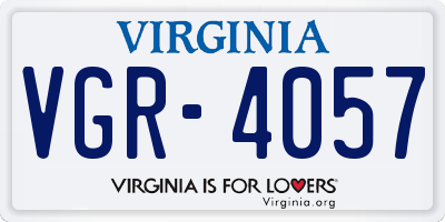 VA license plate VGR4057