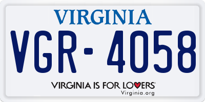 VA license plate VGR4058