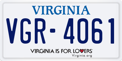 VA license plate VGR4061