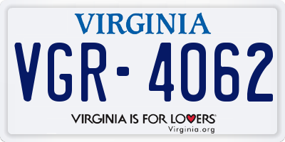 VA license plate VGR4062