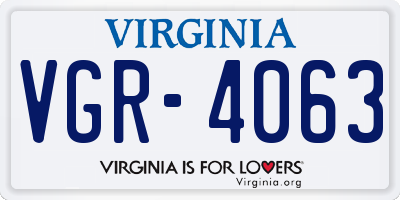 VA license plate VGR4063