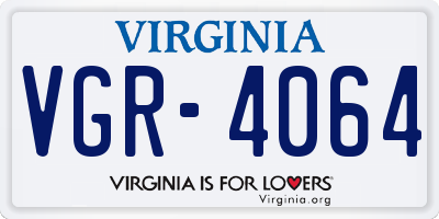 VA license plate VGR4064