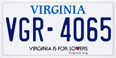 VA license plate VGR4065