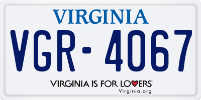 VA license plate VGR4067