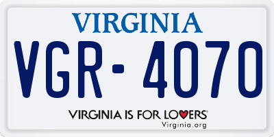 VA license plate VGR4070