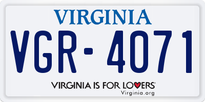 VA license plate VGR4071
