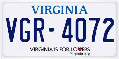 VA license plate VGR4072