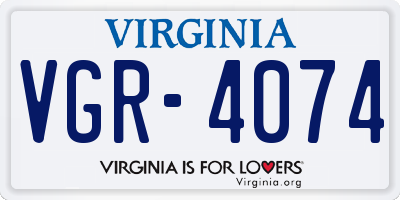 VA license plate VGR4074