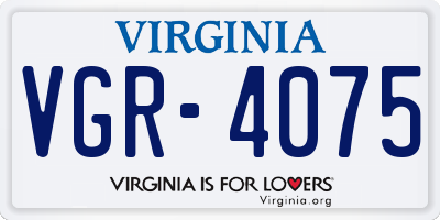 VA license plate VGR4075