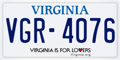 VA license plate VGR4076