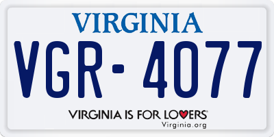 VA license plate VGR4077
