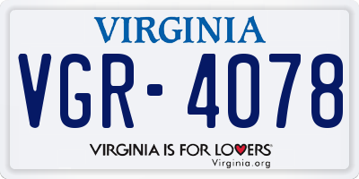 VA license plate VGR4078