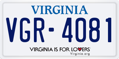 VA license plate VGR4081