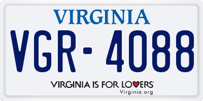 VA license plate VGR4088